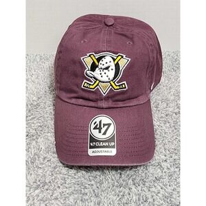 '47 Brand Anaheim Mighty Ducks NHL Clean Up Adjustable Strapback Hat Cap Purple
